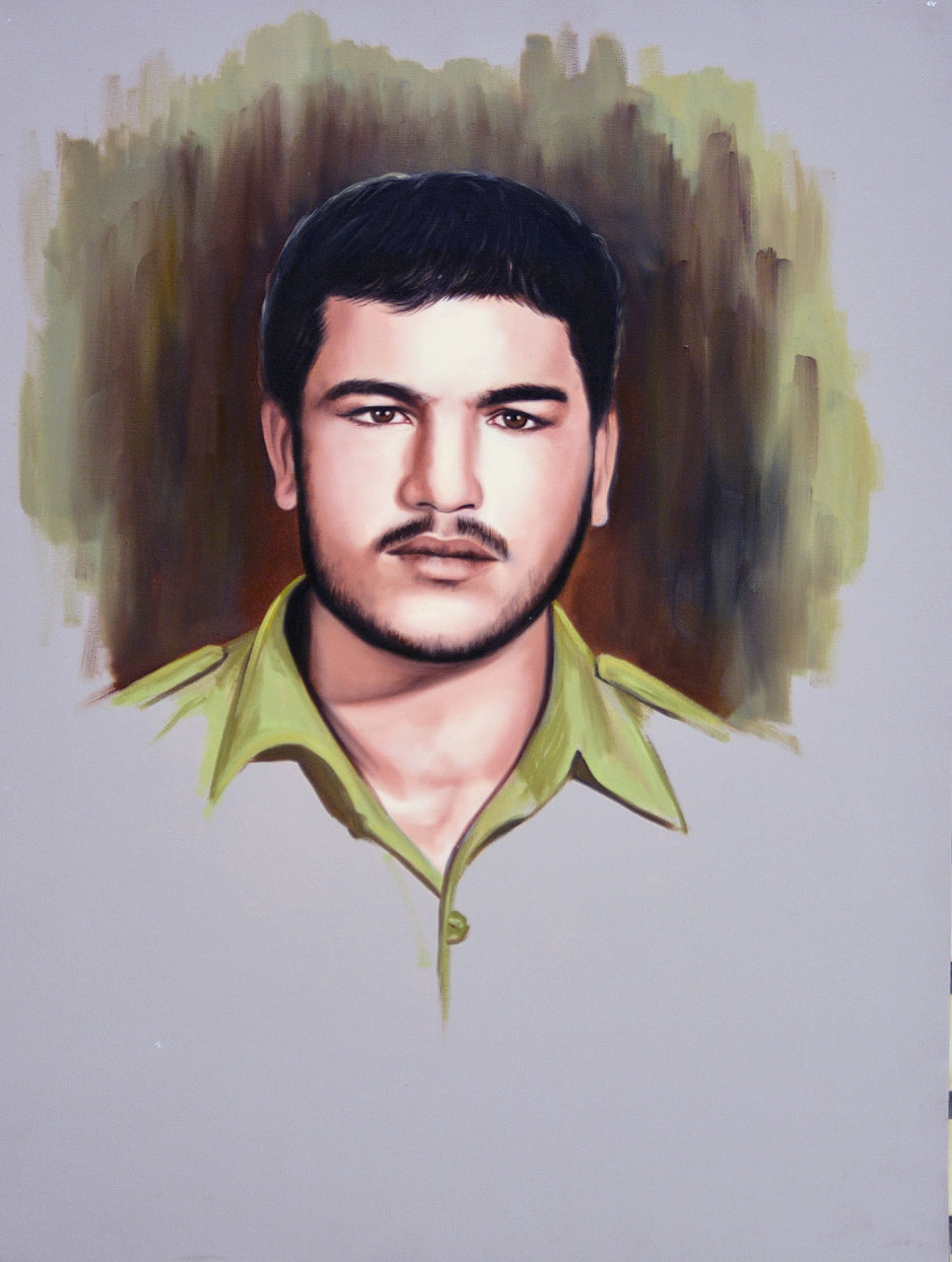 نقاشی چهره شهید علی مراد سنگ سفیدی